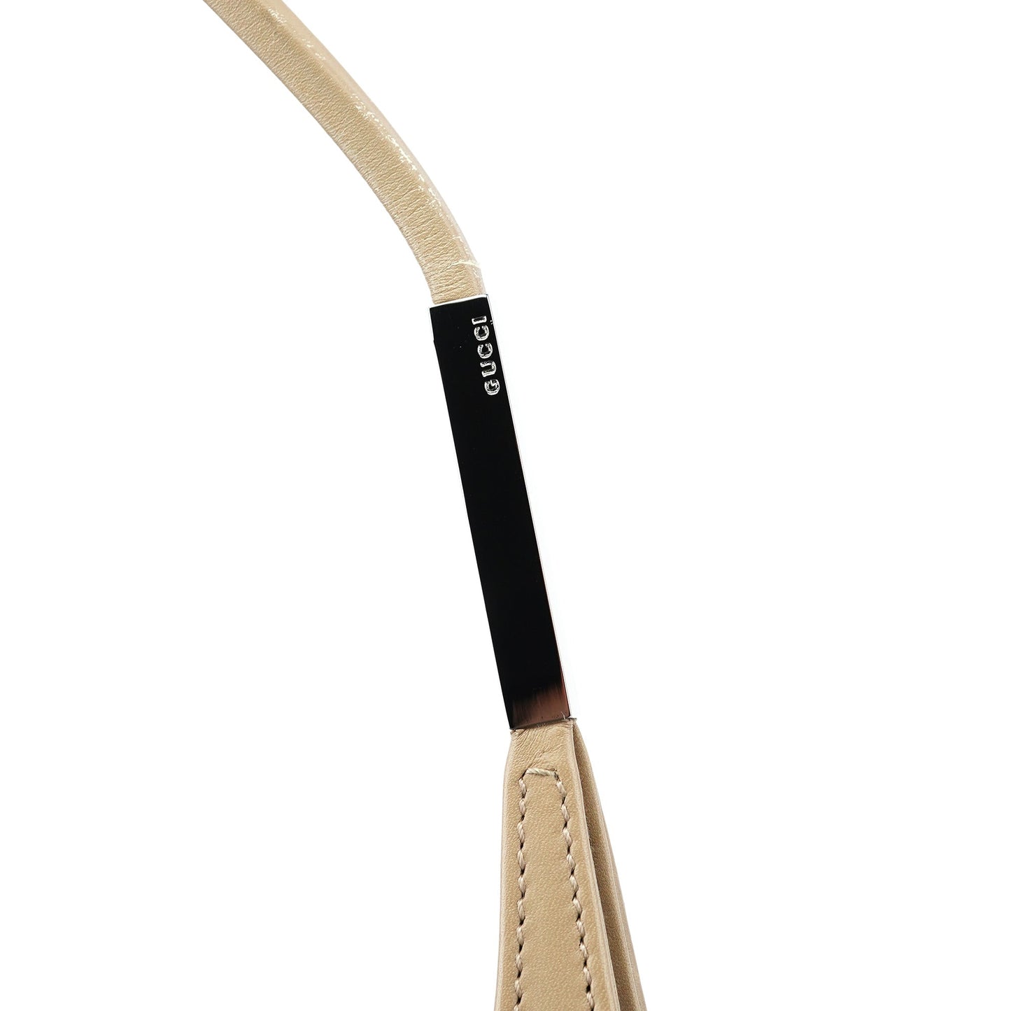 Beige Calfskin Hobo Shoulder Bag