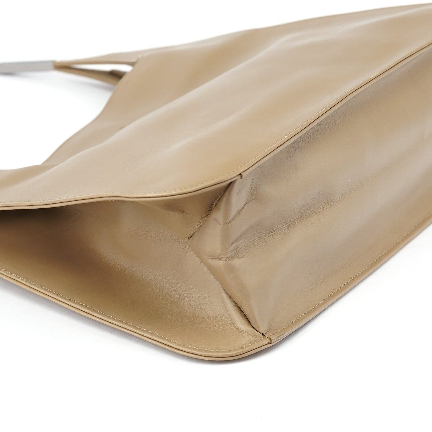 Beige Calfskin Hobo Shoulder Bag