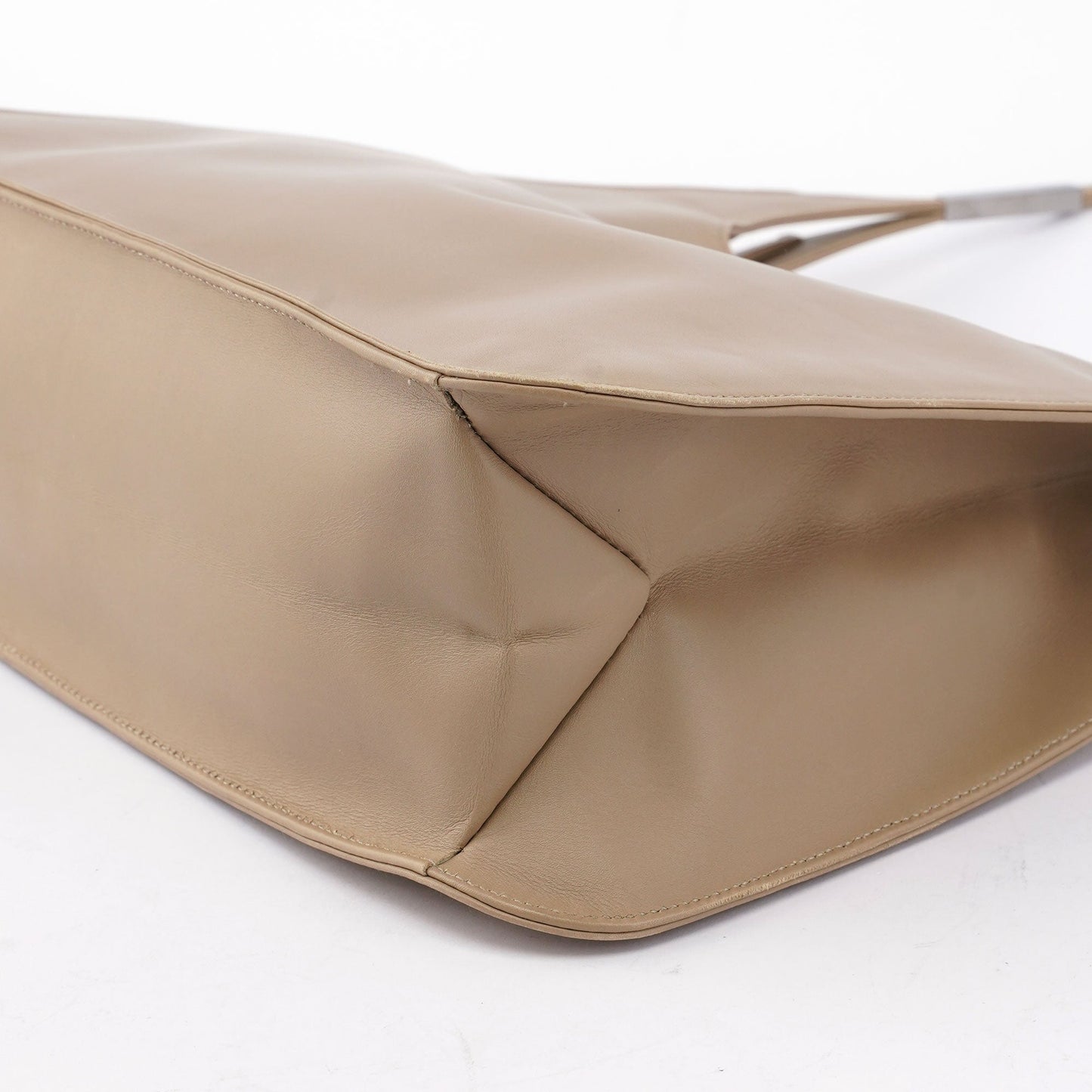 Beige Calfskin Hobo Shoulder Bag