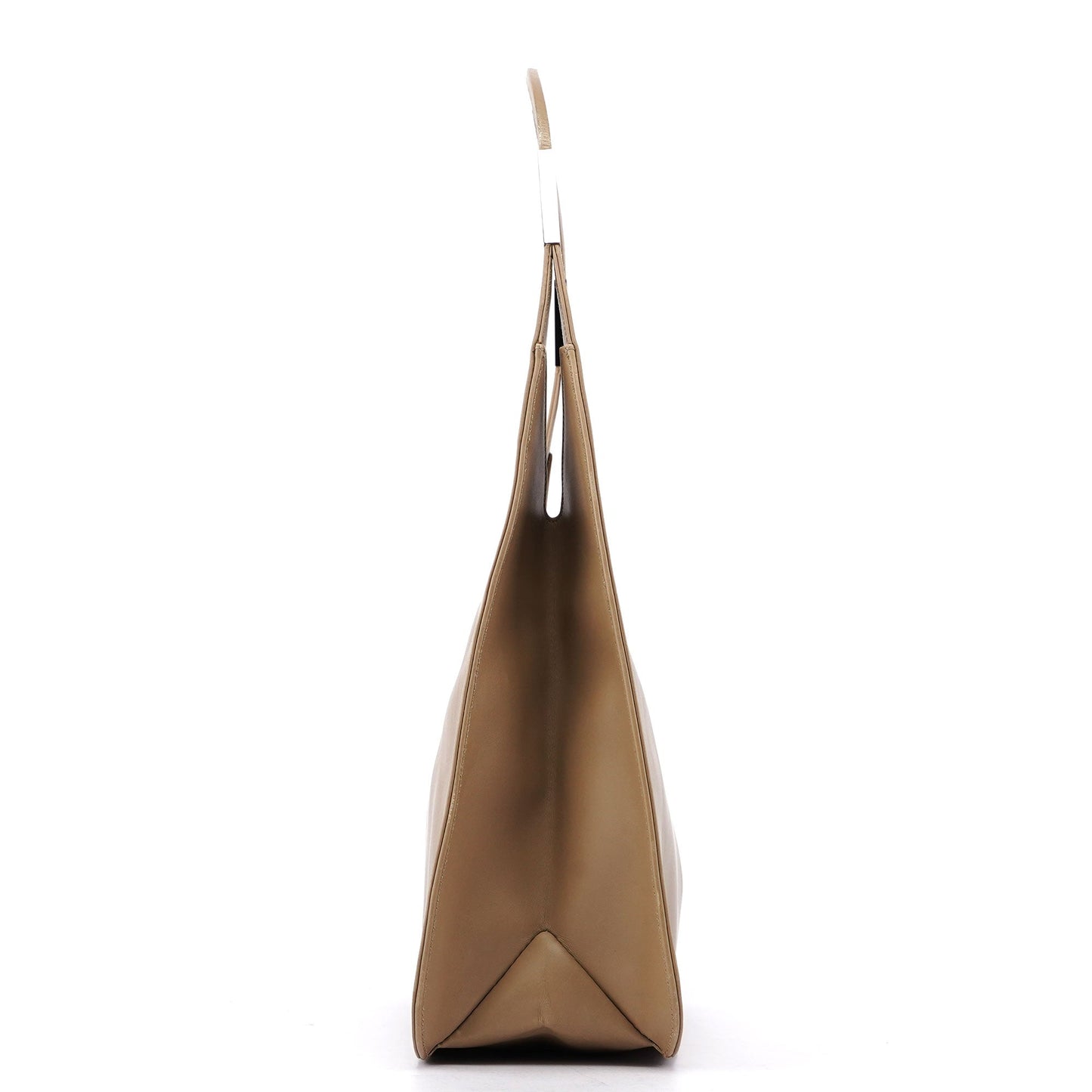 Beige Calfskin Hobo Shoulder Bag