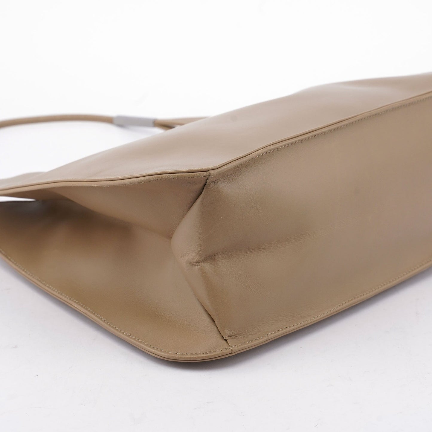 Beige Calfskin Hobo Shoulder Bag