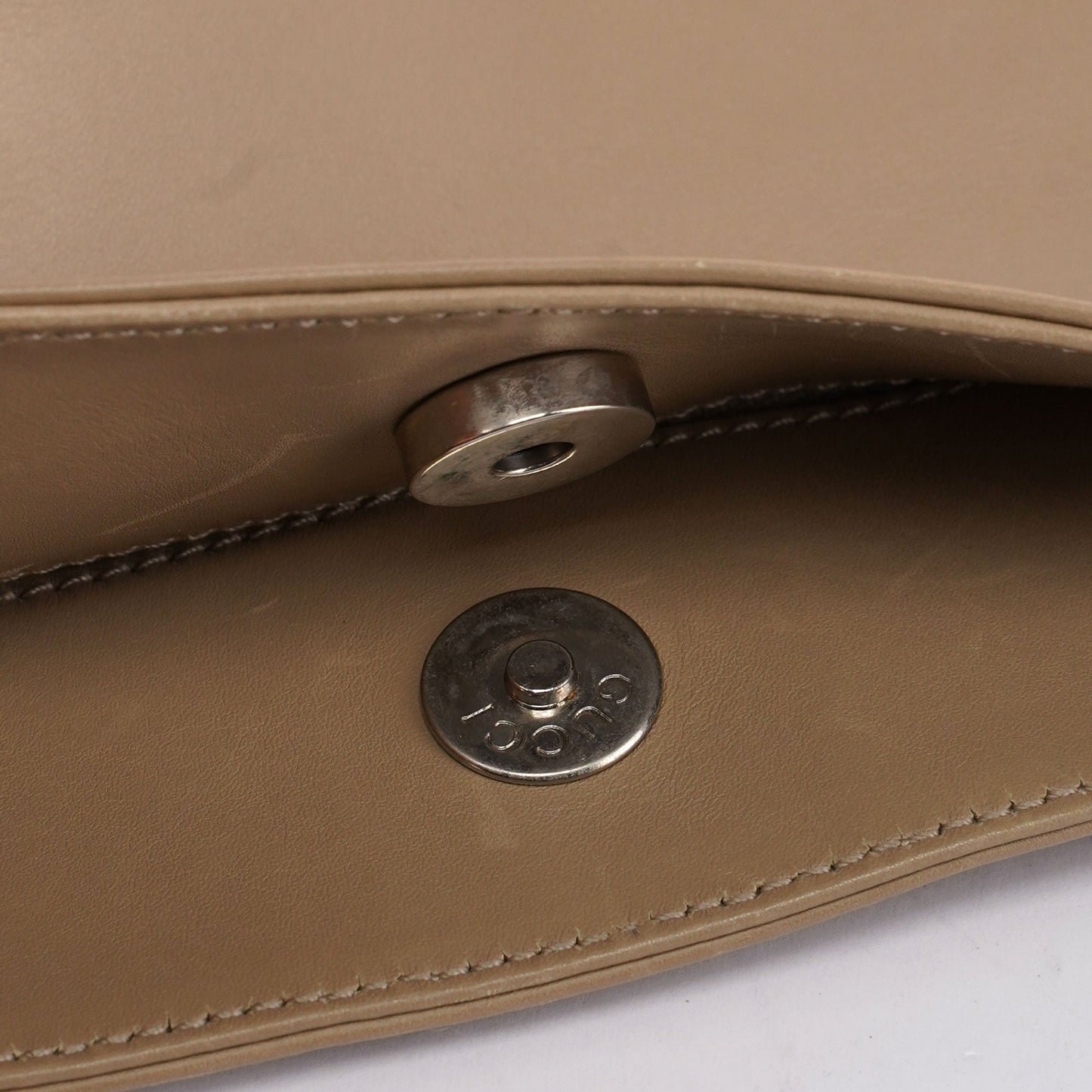 Beige Calfskin Hobo Shoulder Bag