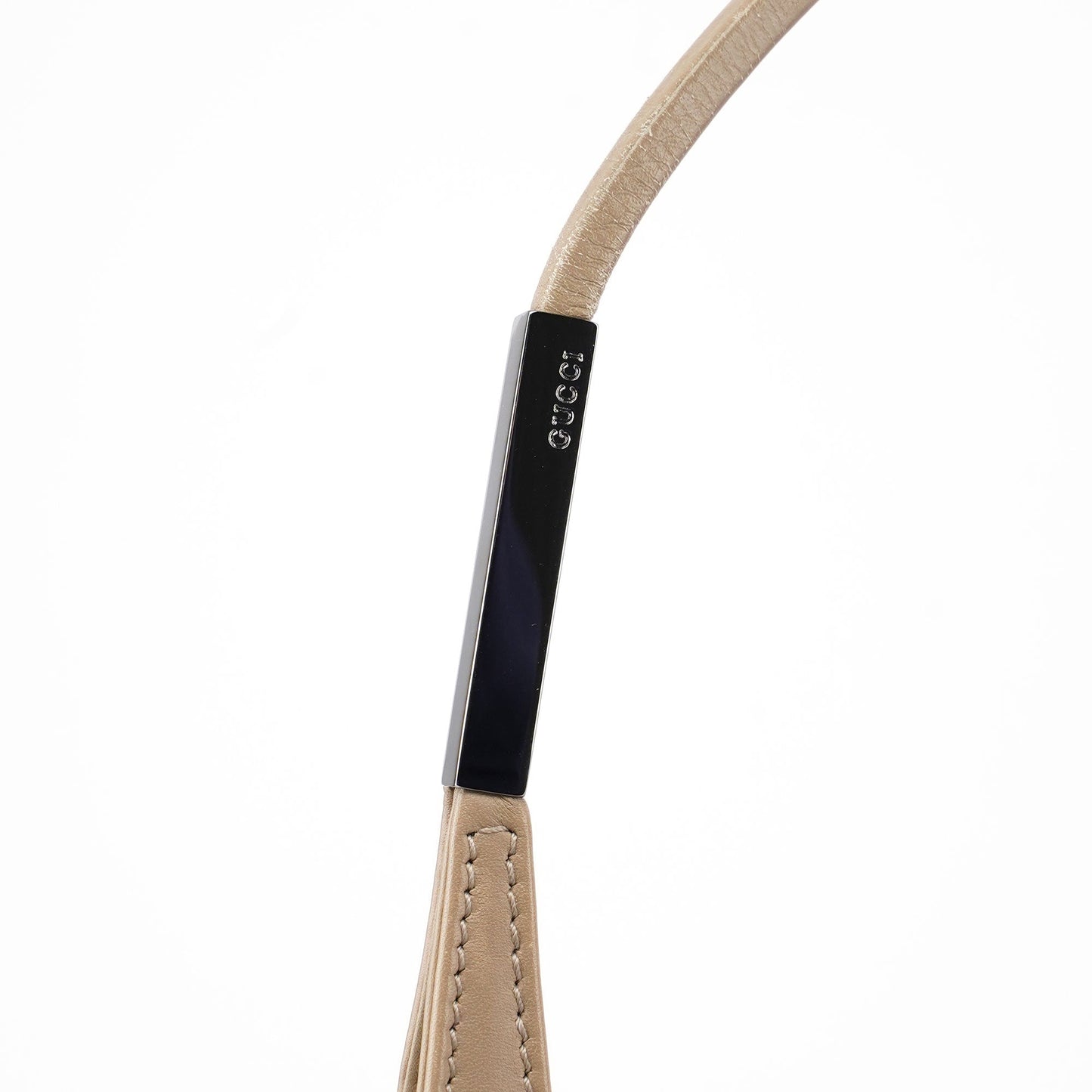 Beige Calfskin Hobo Shoulder Bag