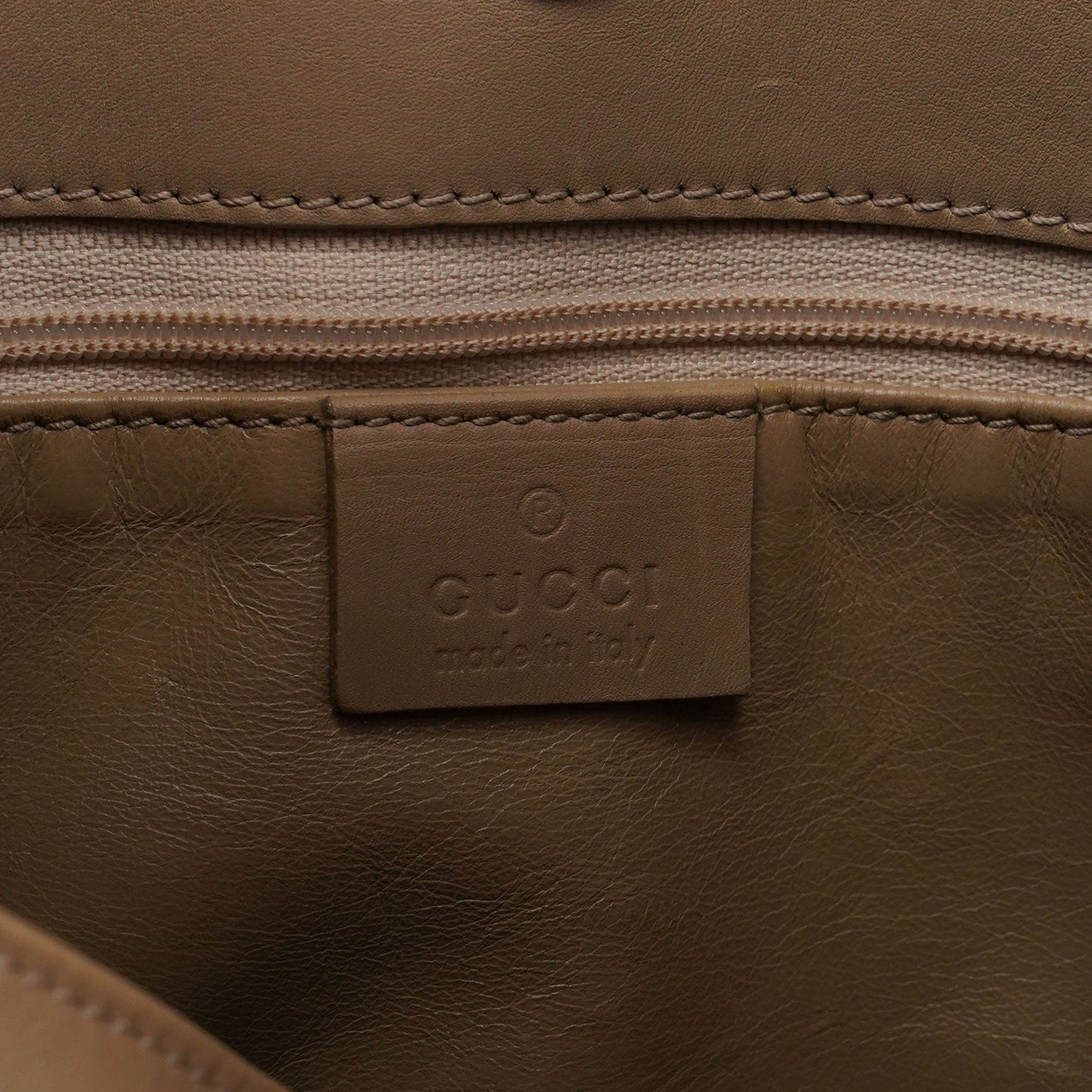 Beige Calfskin Hobo Shoulder Bag