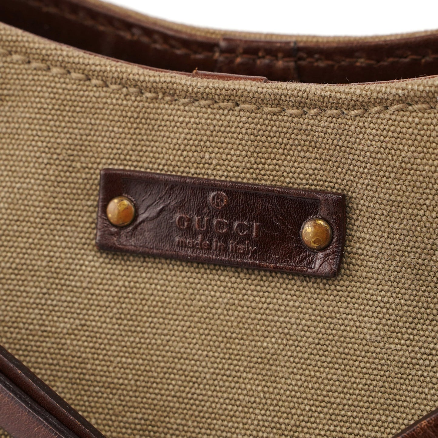 Beige Canvas Bamboo Top Handle Bag