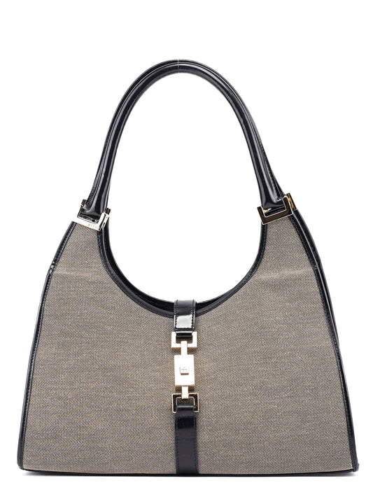 Beige Canvas Jackie Shoulder Bag