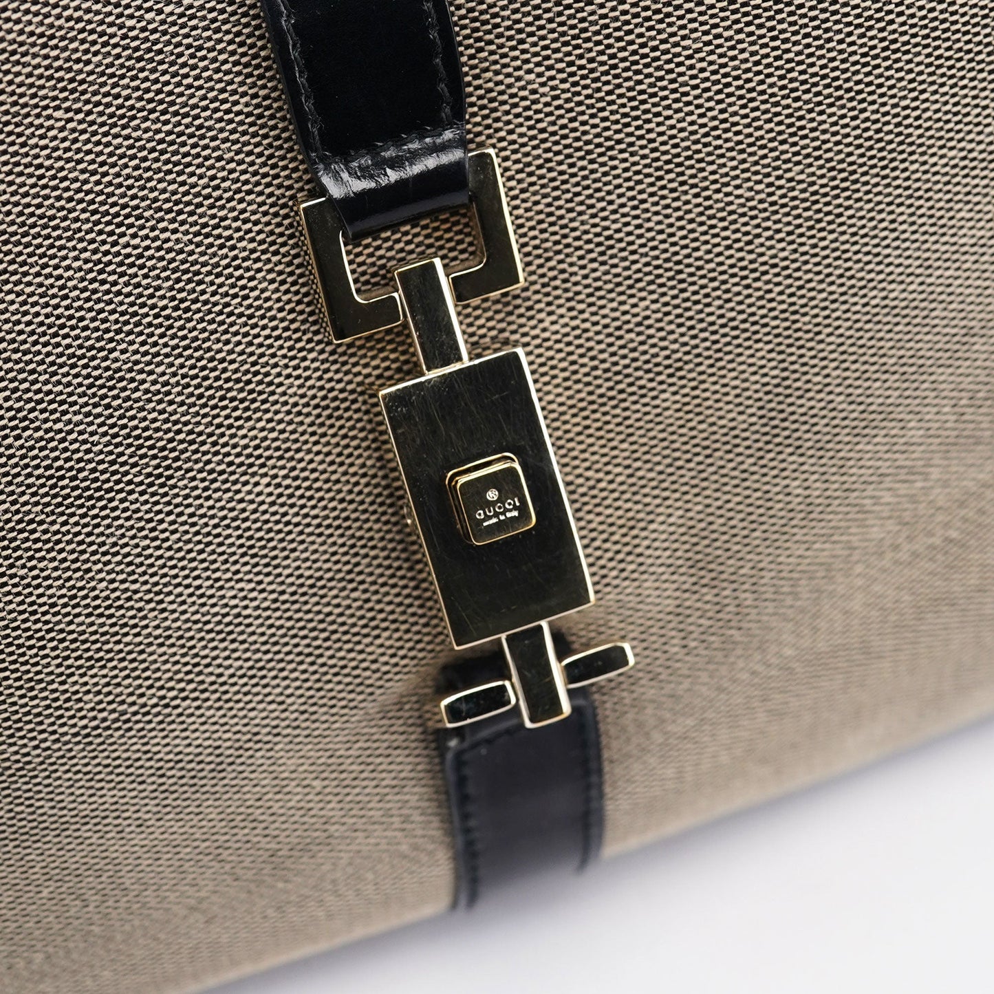 Beige Canvas Jackie Shoulder Bag