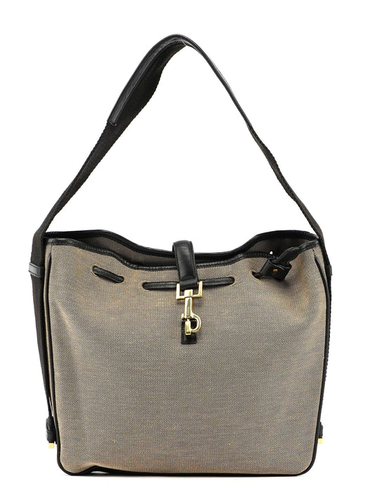 Beige Canvas Jackie Shoulder Bag