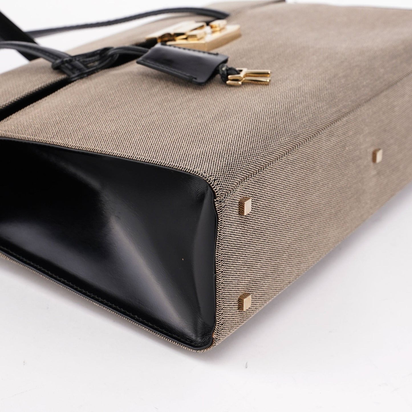 Beige Canvas Keylock Shoulder Bag