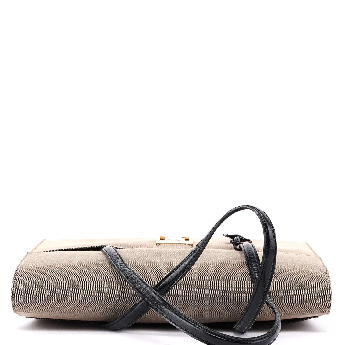 Beige Canvas Keylock Shoulder Bag