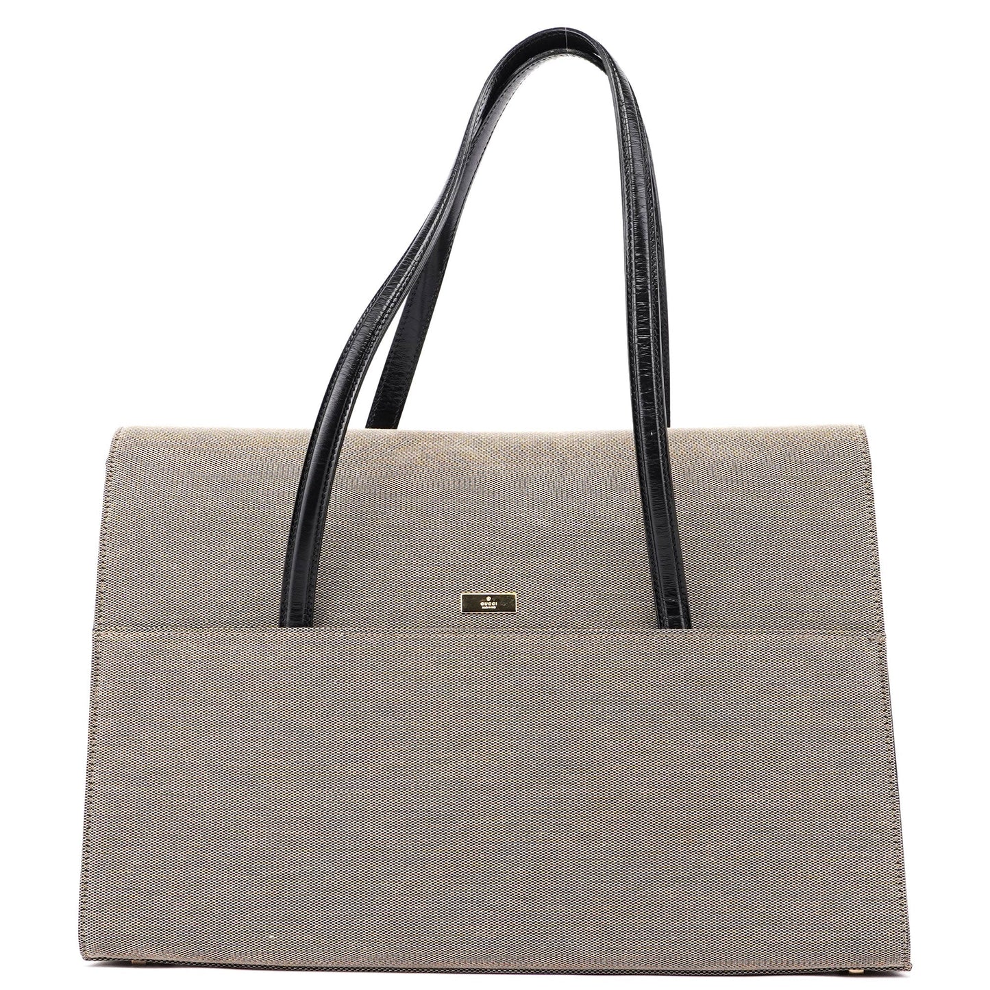 Beige Canvas Keylock Shoulder Bag