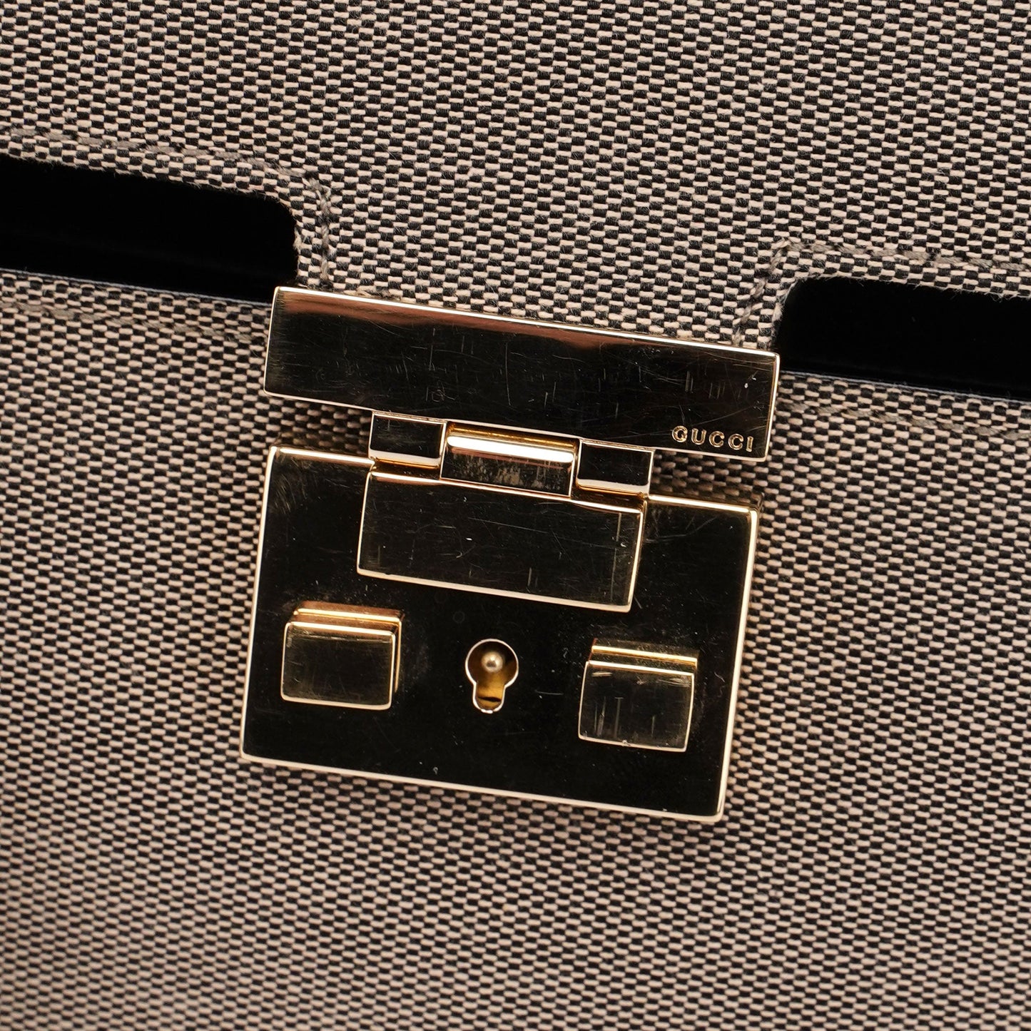 Beige Canvas Keylock Shoulder Bag