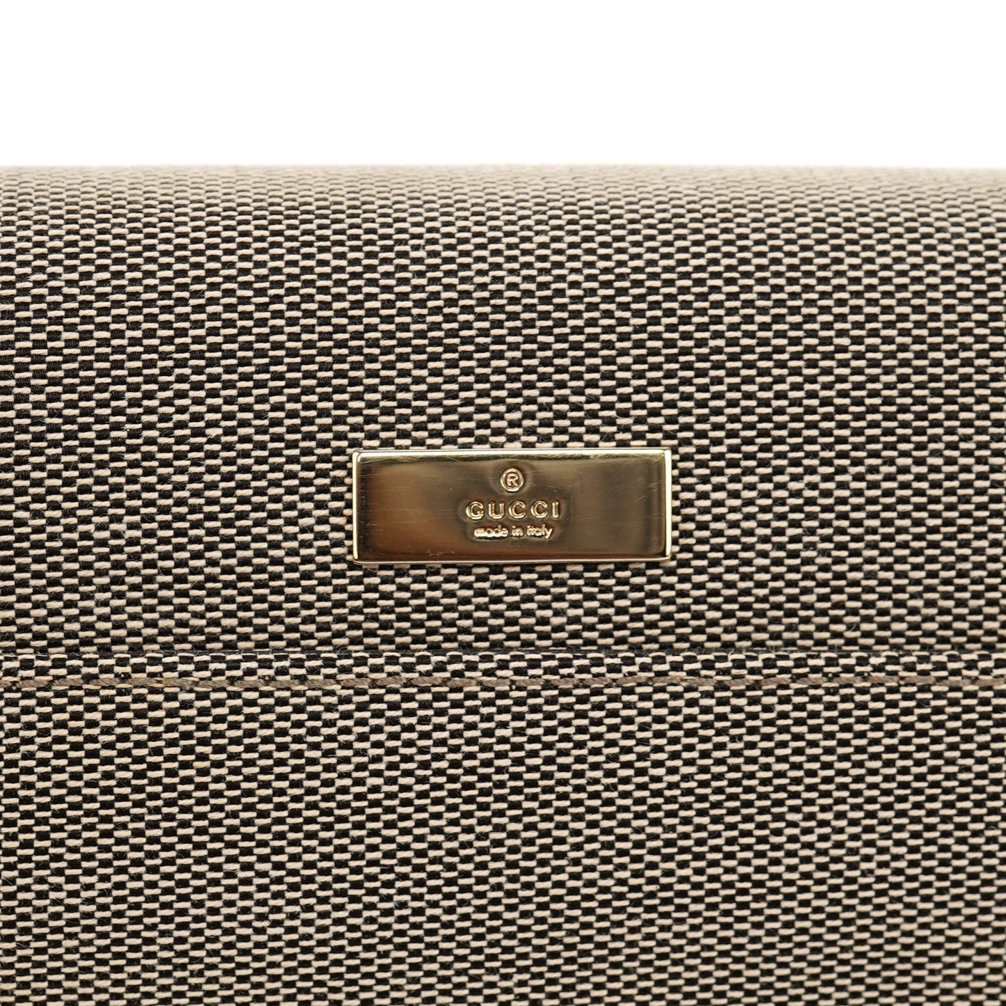 Beige Canvas Lady Lock Shoulder Bag