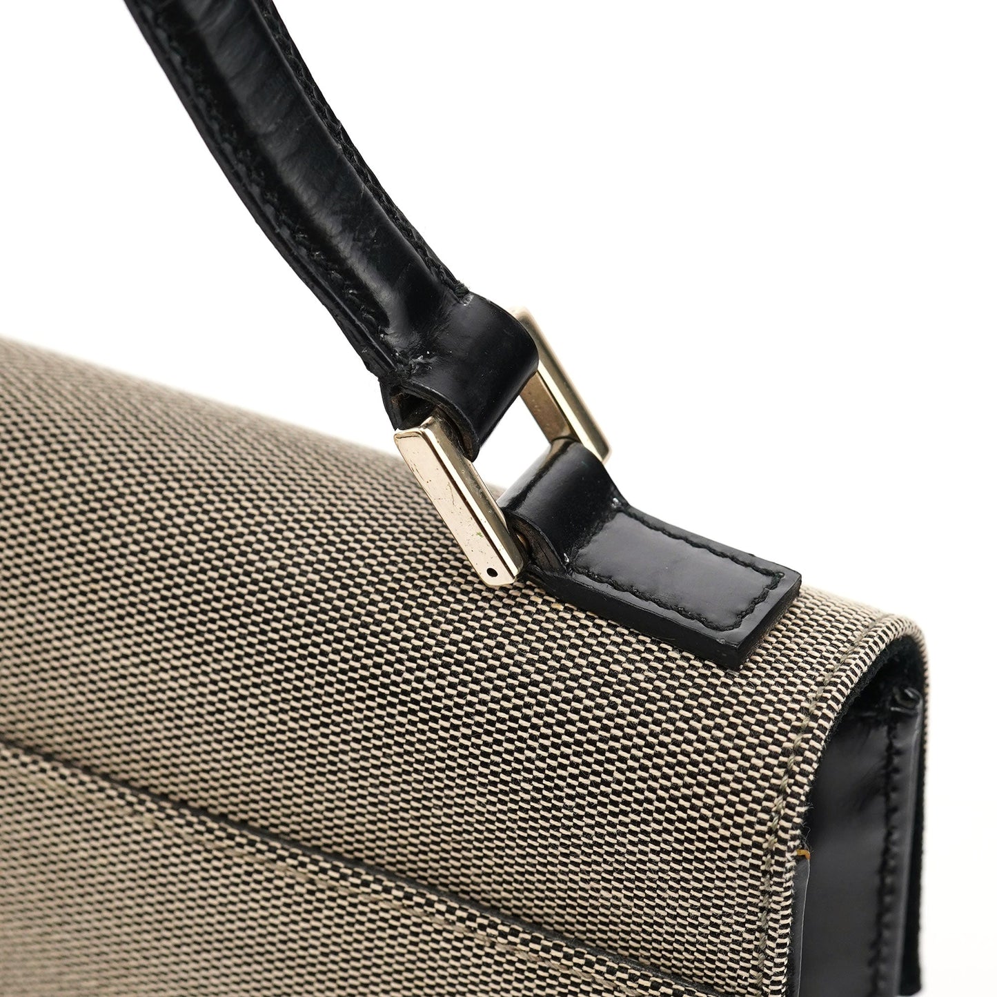 Beige Canvas Lady Lock Shoulder Bag