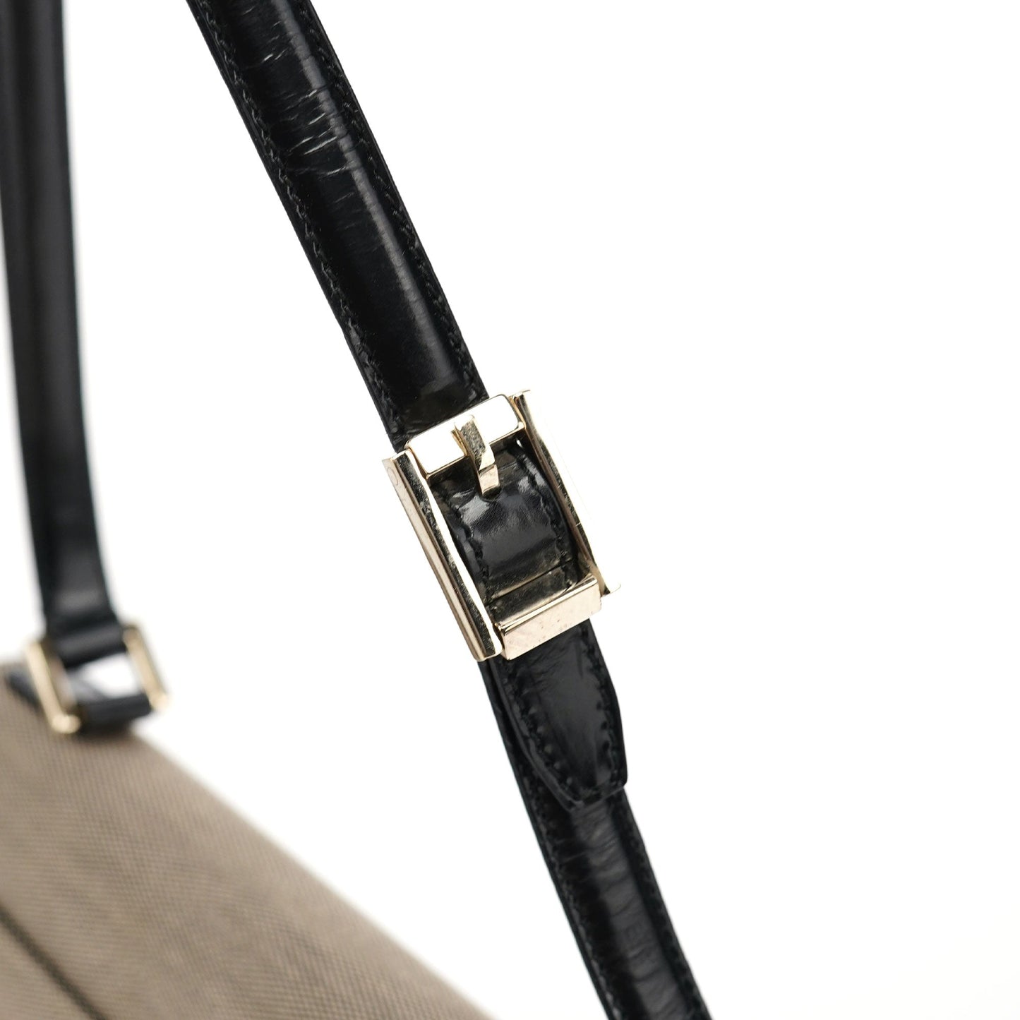 Beige Canvas Lady Lock Shoulder Bag