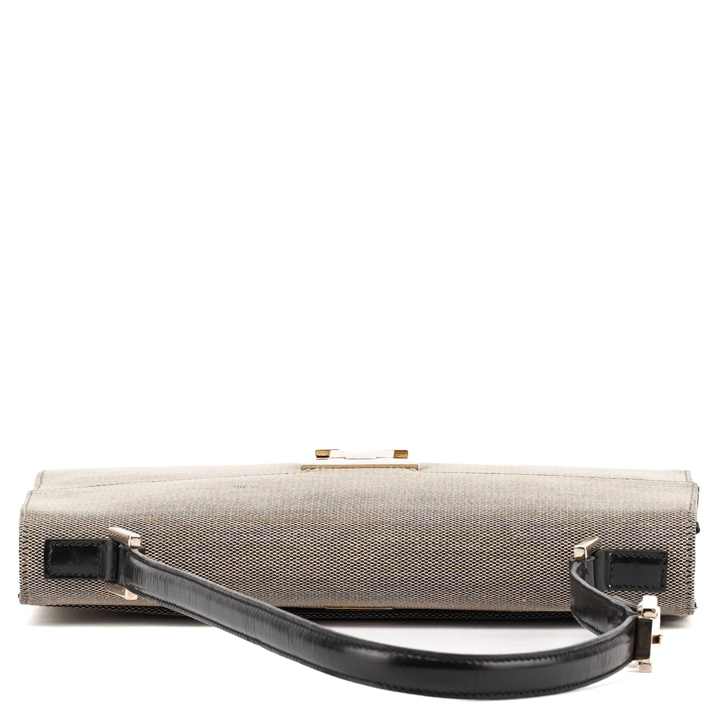 Beige Canvas Lady Lock Shoulder Bag
