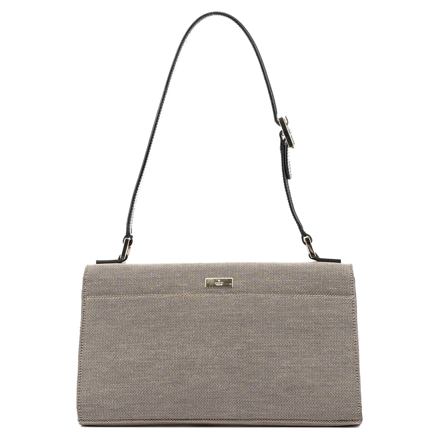 Beige Canvas Lady Lock Shoulder Bag