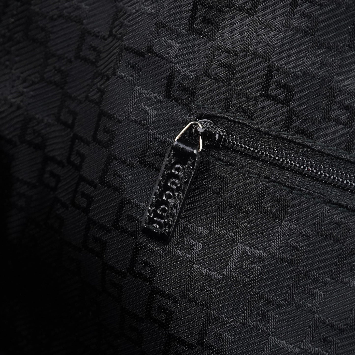 Beige Canvas Patent Leather Tote Bag