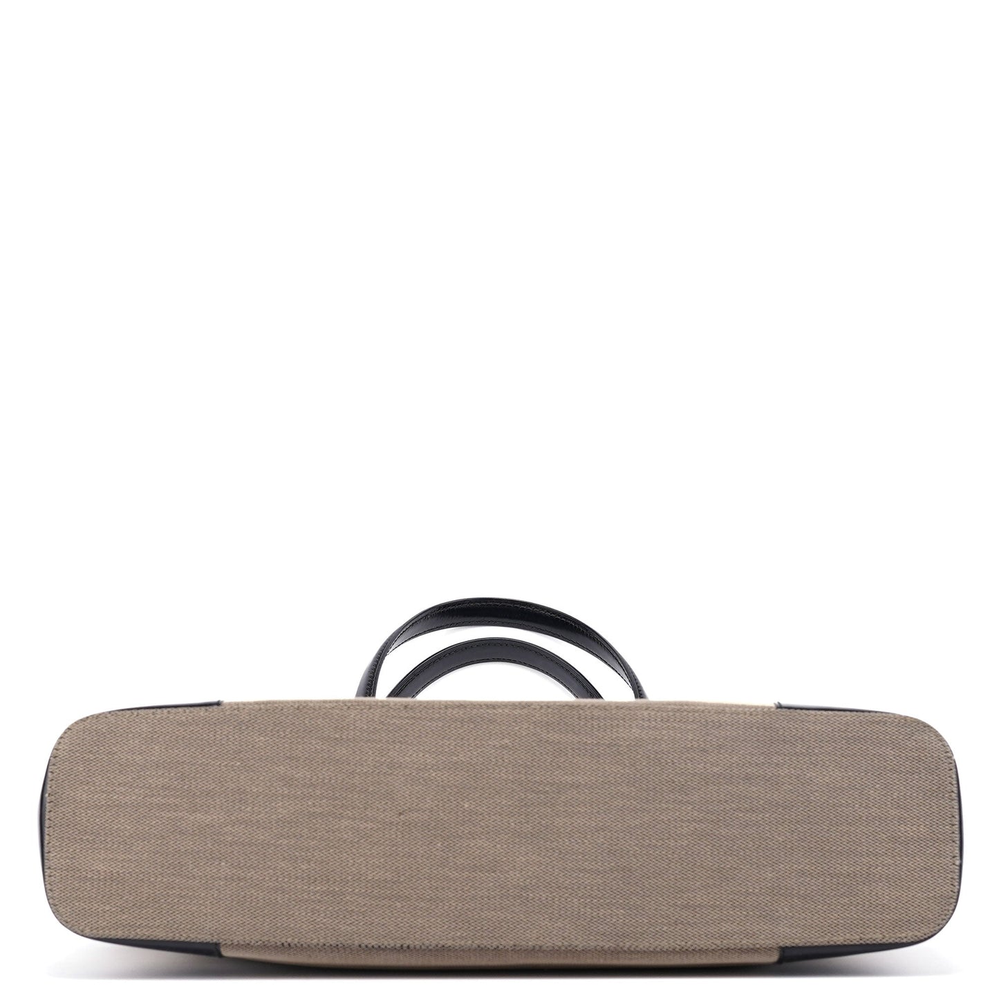 Beige Canvas Patent Leather Tote Bag