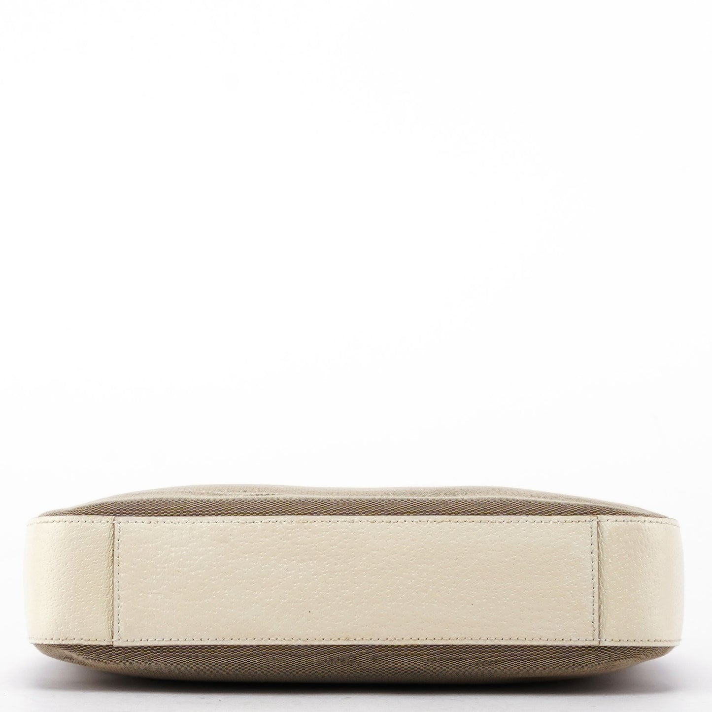 Beige Canvas Silver Chain Shoulder Bag