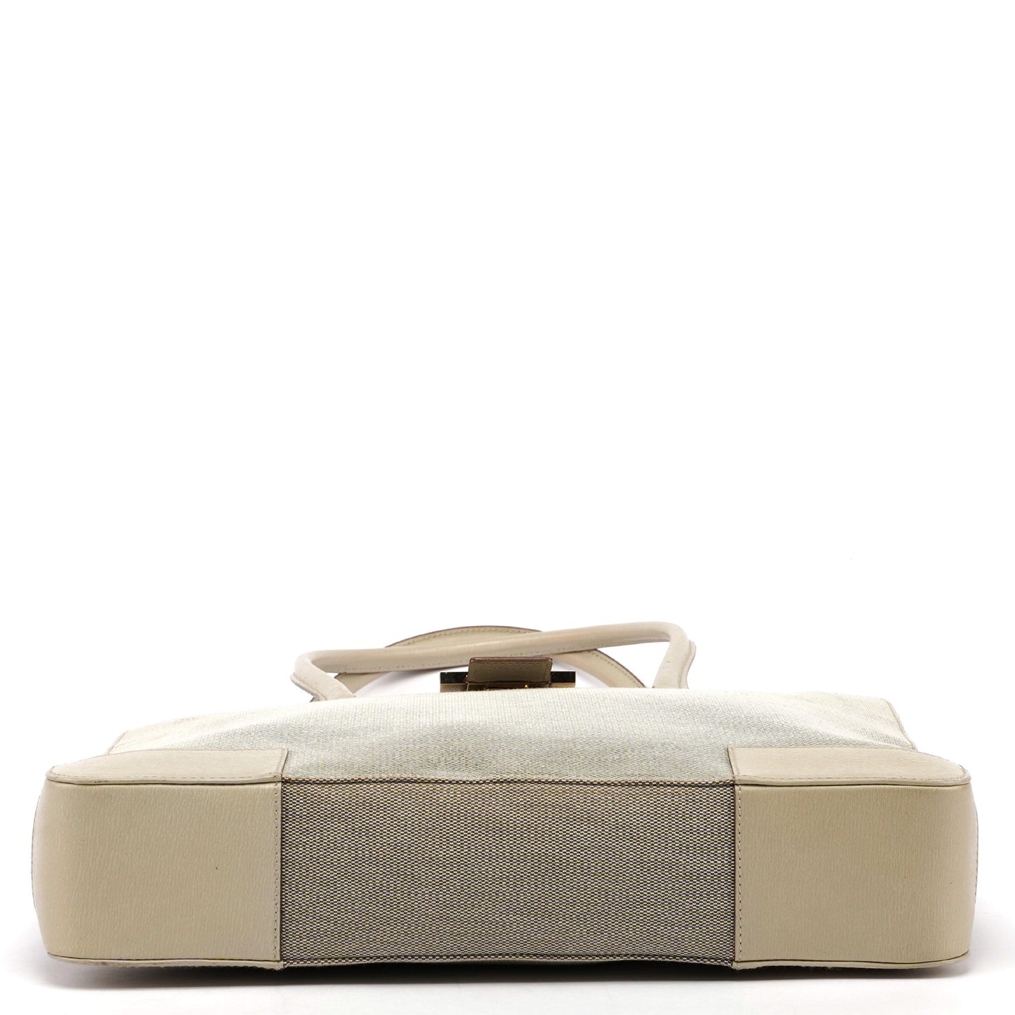 Beige Canvas Square G Tote Bag