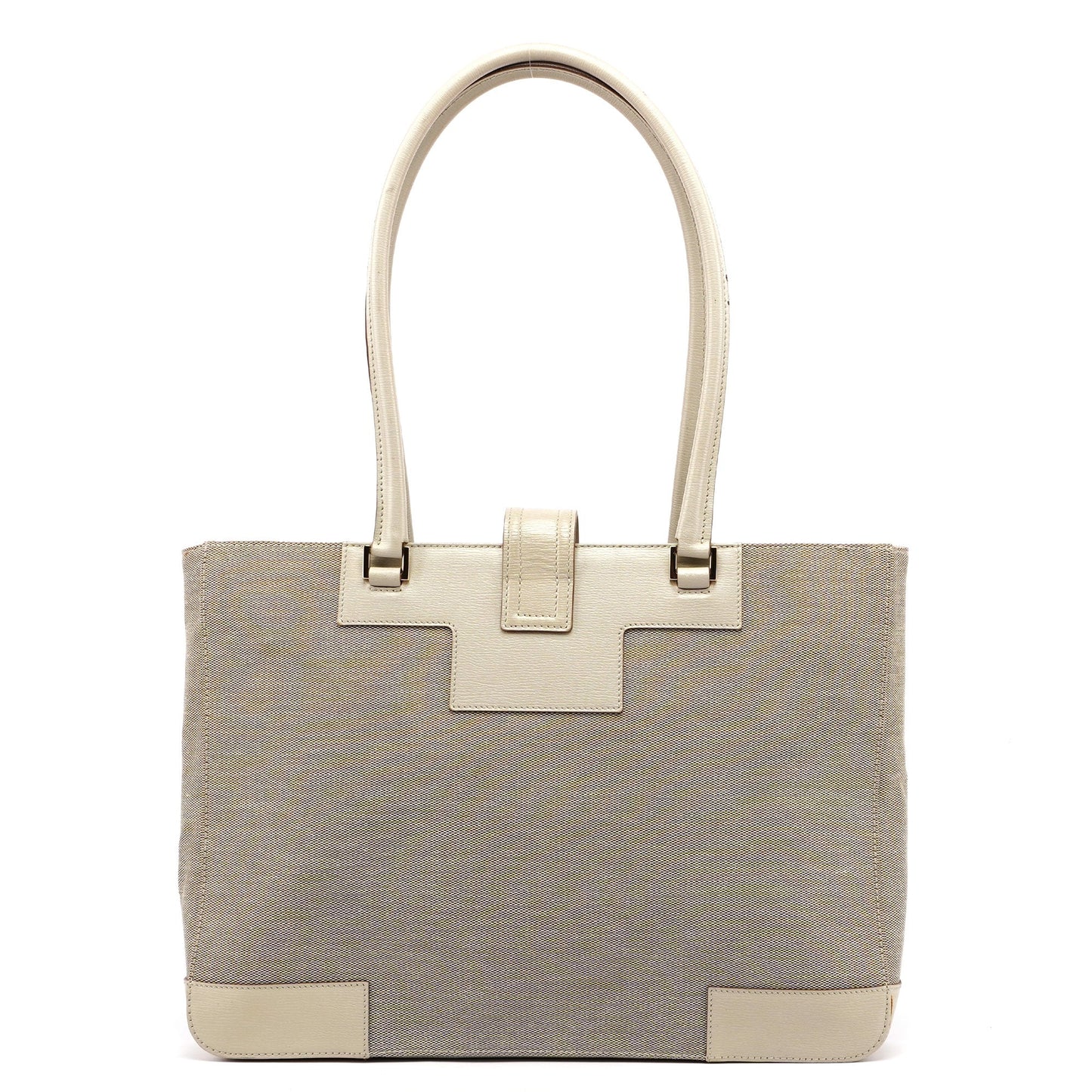 Beige Canvas Square G Tote Bag