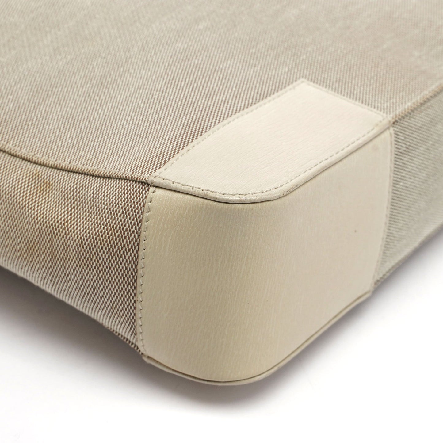 Beige Canvas Square G Tote Bag