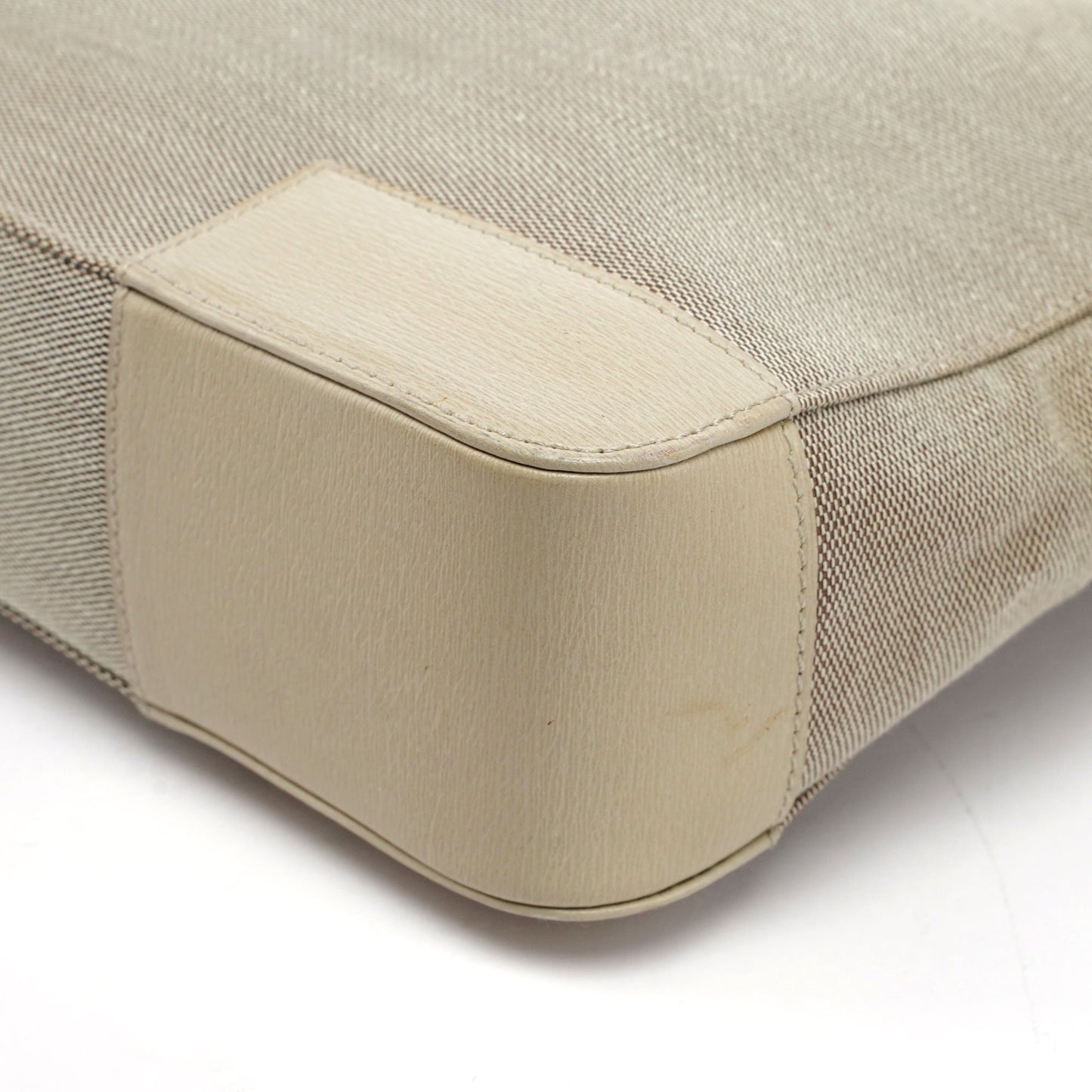 Beige Canvas Square G Tote Bag