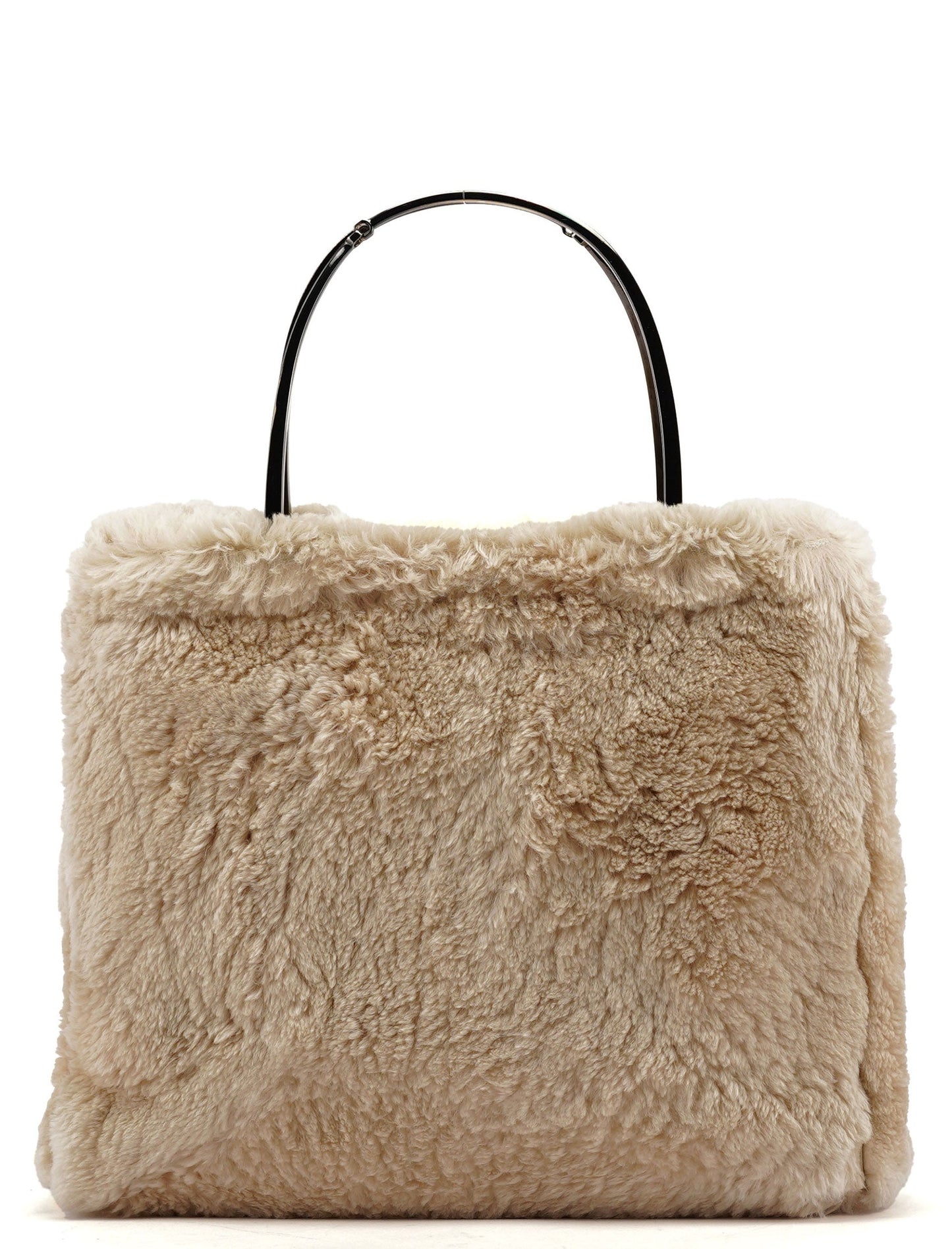 Beige Fur Horsebit Tote Bag