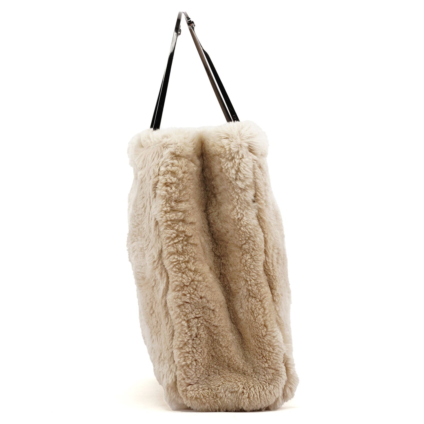 Beige Fur Horsebit Tote Bag