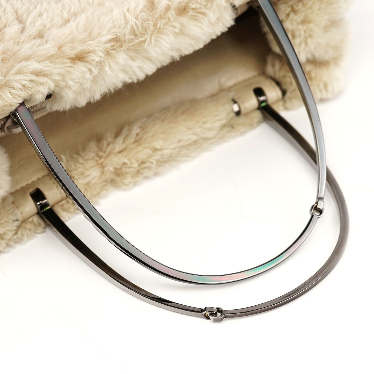 Beige Fur Horsebit Tote Bag