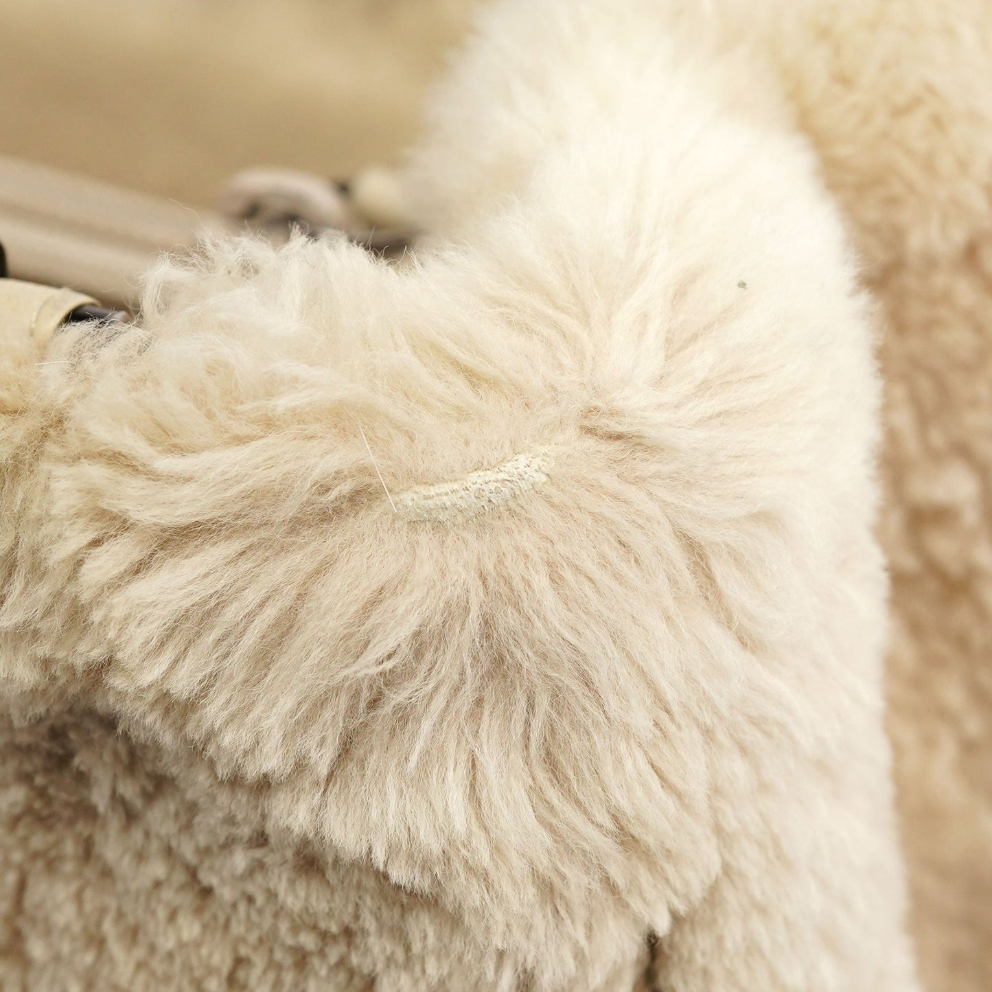 Beige Fur Horsebit Tote Bag