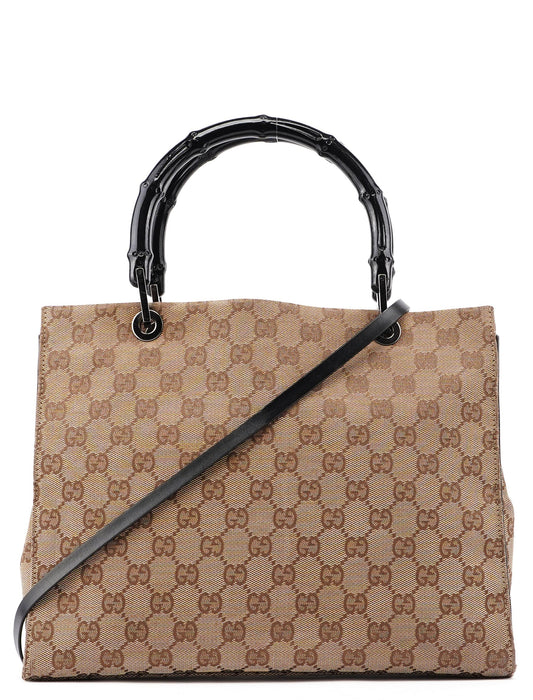 Beige GG Bamboo 2-Way Tote