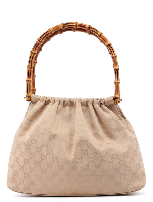 Beige GG Bamboo Top Handle Bag