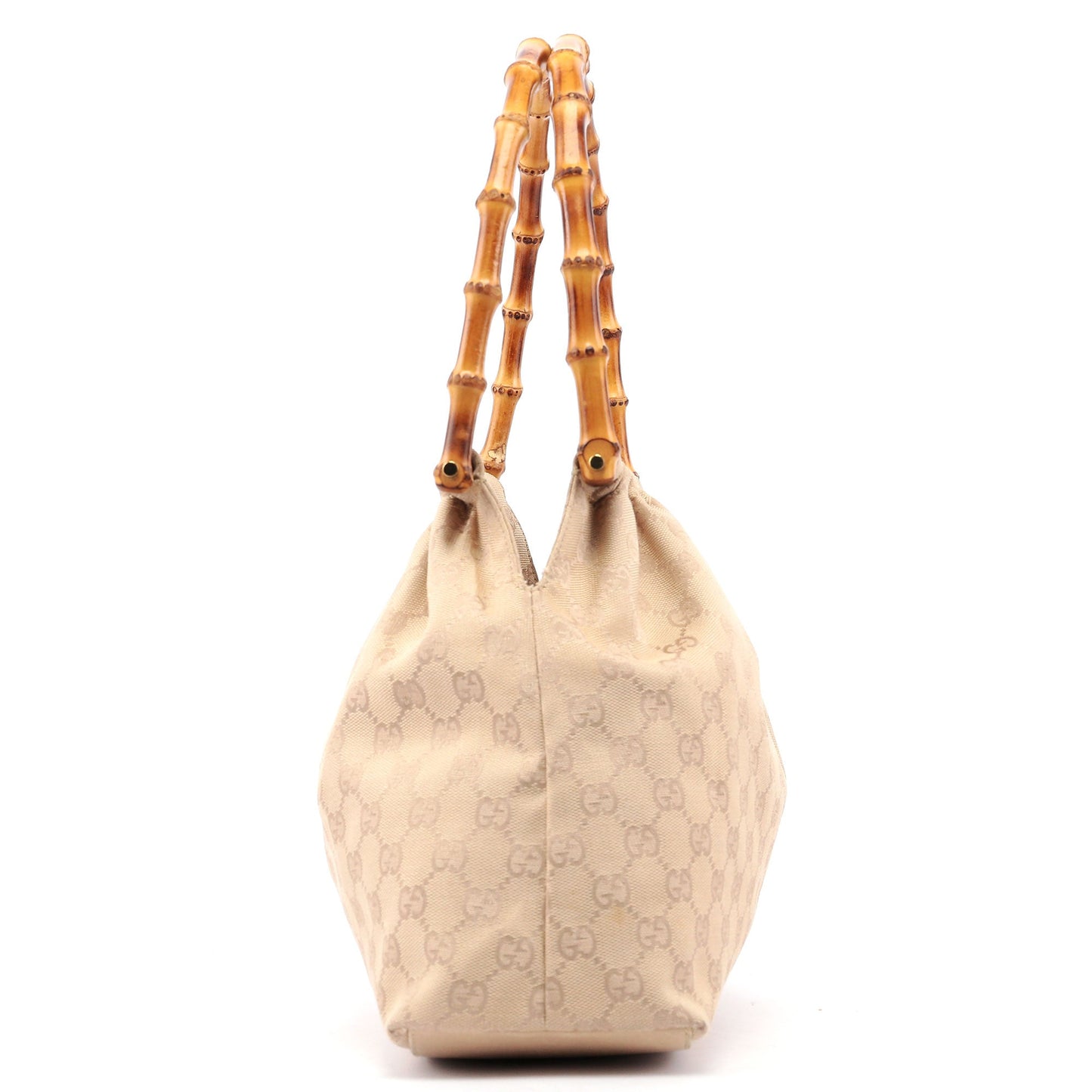 Beige GG Bamboo Top Handle Bag