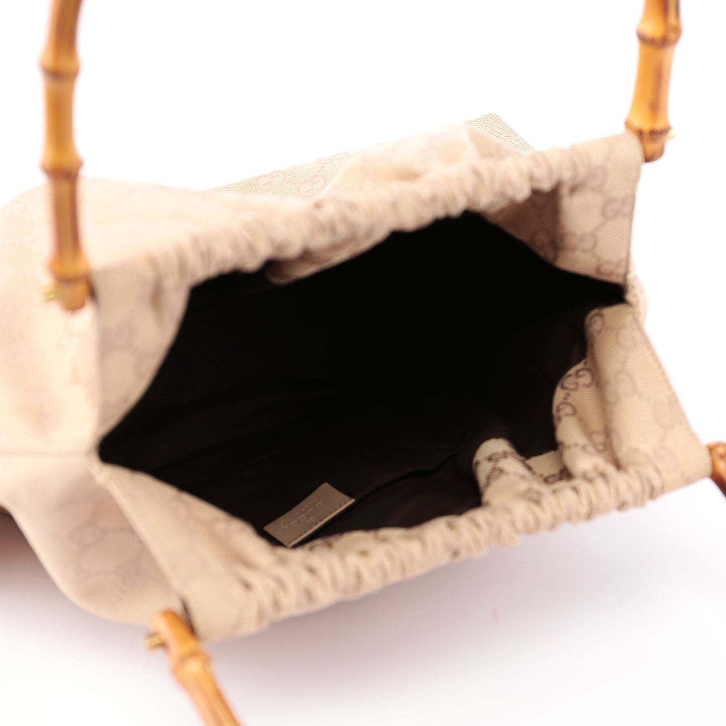 Beige GG Bamboo Top Handle Bag
