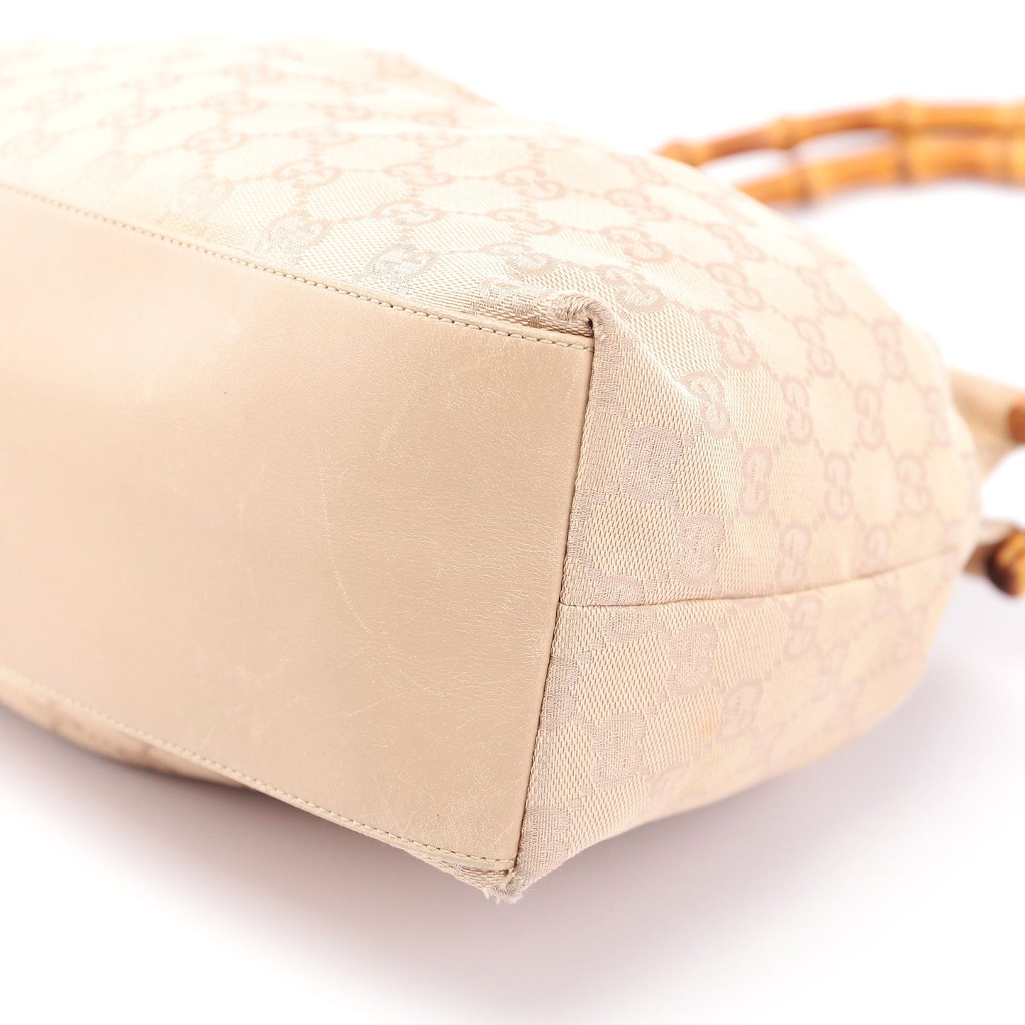 Beige GG Bamboo Top Handle Bag