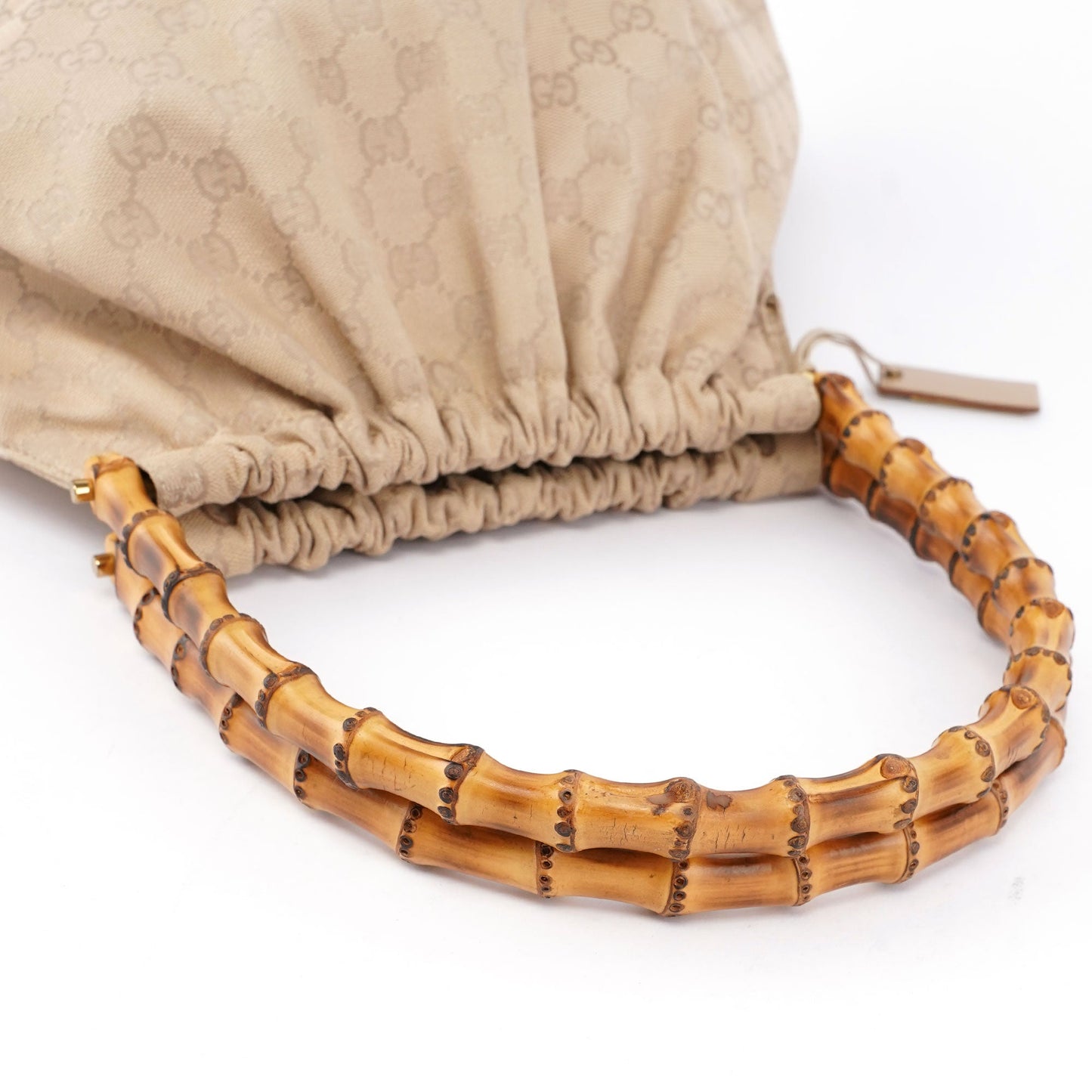 Beige GG Bamboo Top Handle Bag