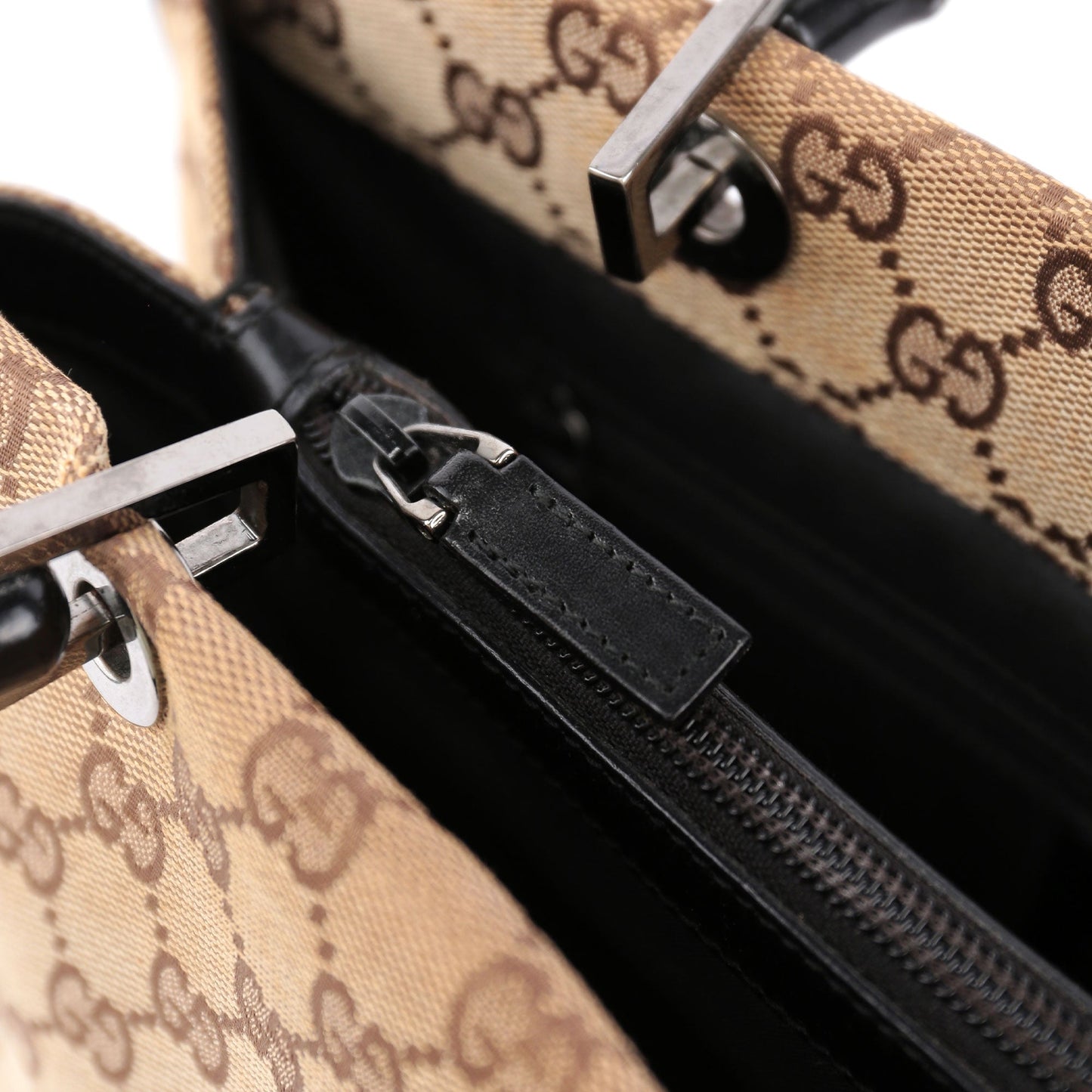 Beige GG Bamboo Tote Bag