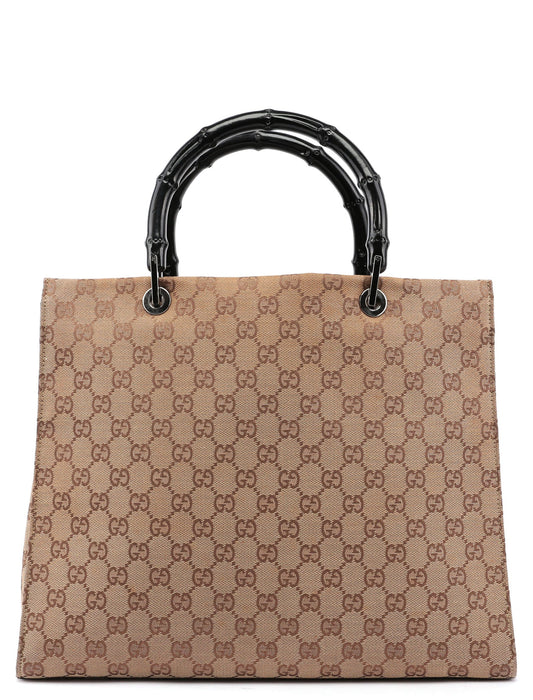 Beige GG Bamboo Tote Bag