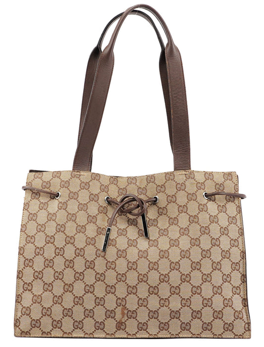 Beige GG Drawstring Tote