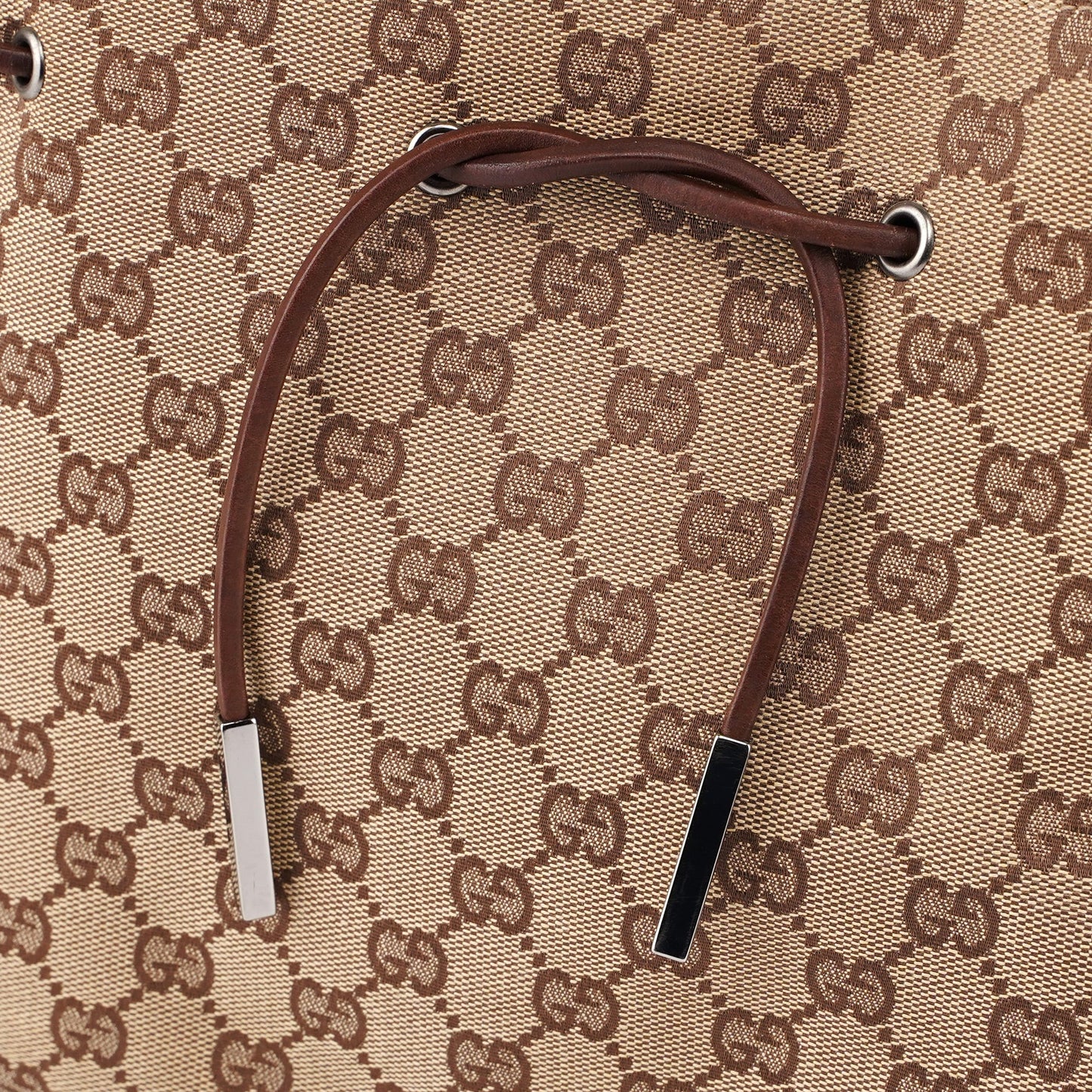 Beige GG Drawstring Tote