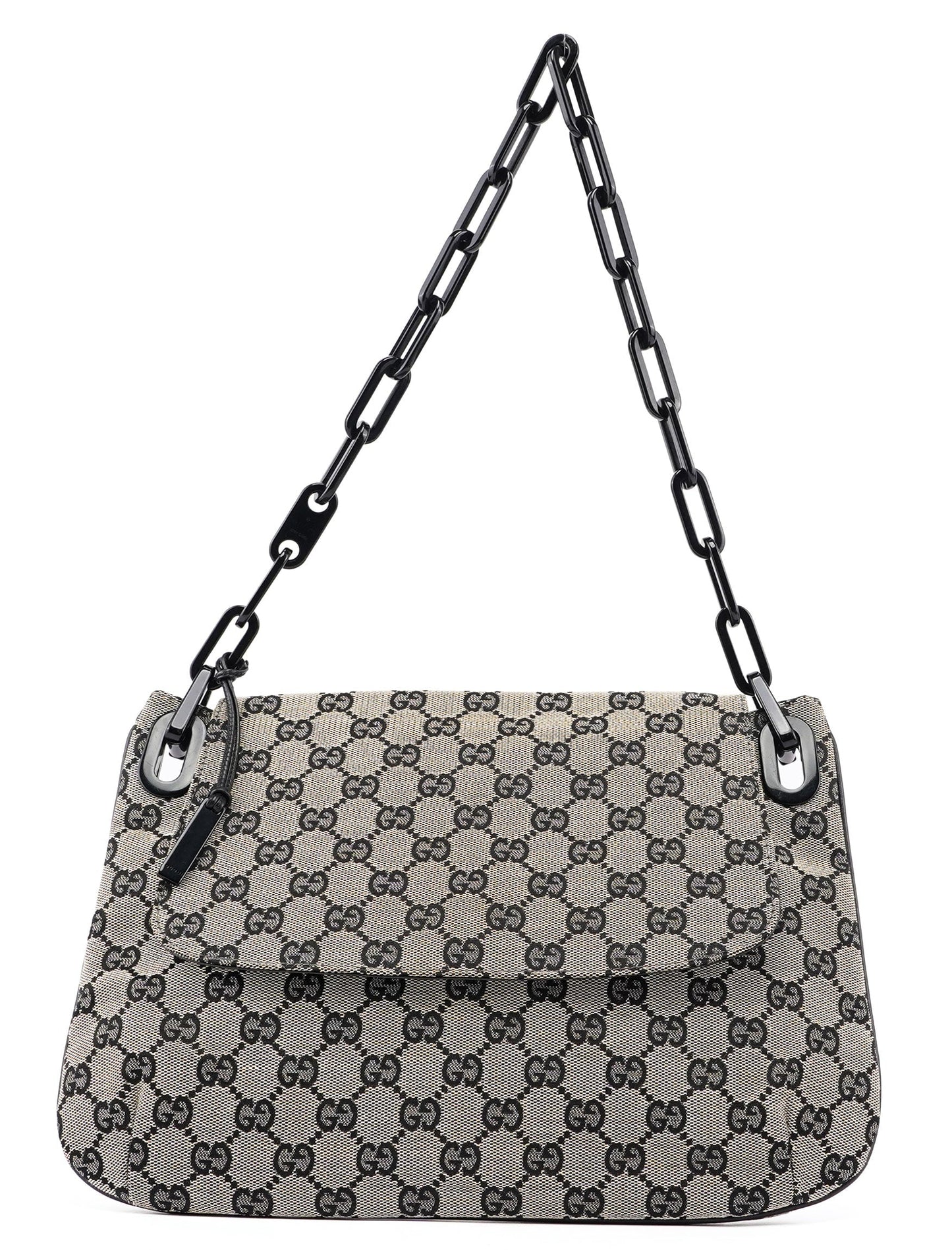 Beige GG Flap Plastic Chain Shoulder Bag