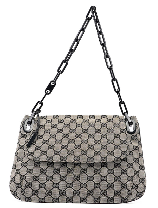 Beige GG Flap Plastic Chain Shoulder Bag
