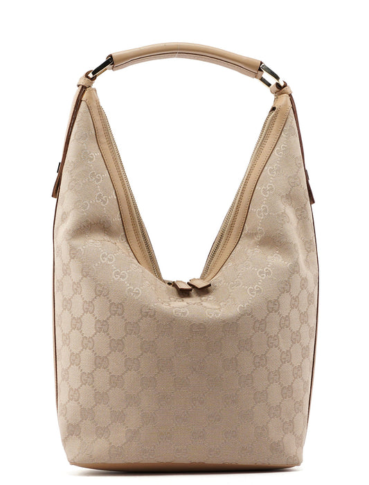 Beige GG V Hobo Shoulder Bag