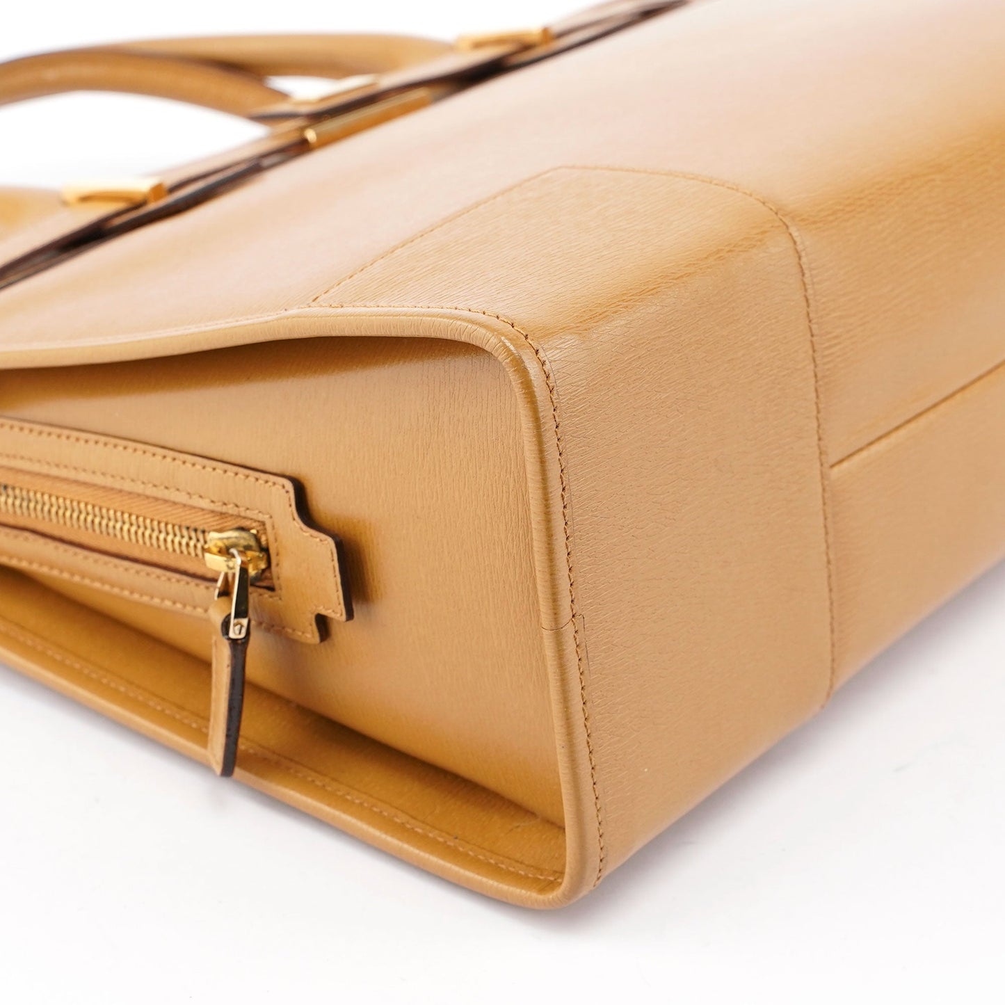 Beige Leather 2-Way Tote