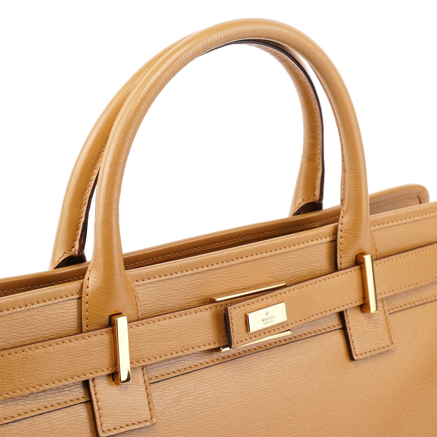 Beige Leather 2-Way Tote