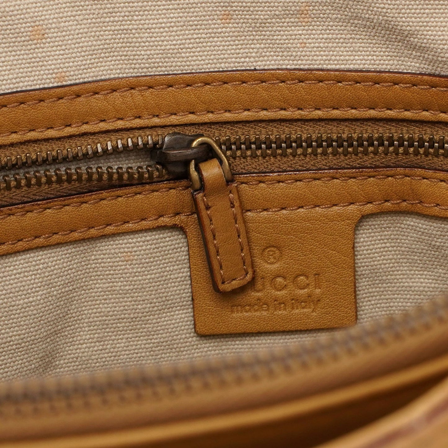 Beige Leather Dual Handle Bamboo Tote