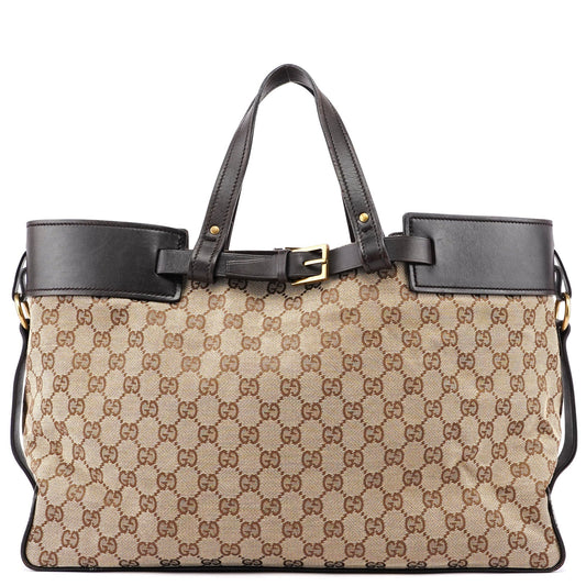 Beige Leather GG Large Tote