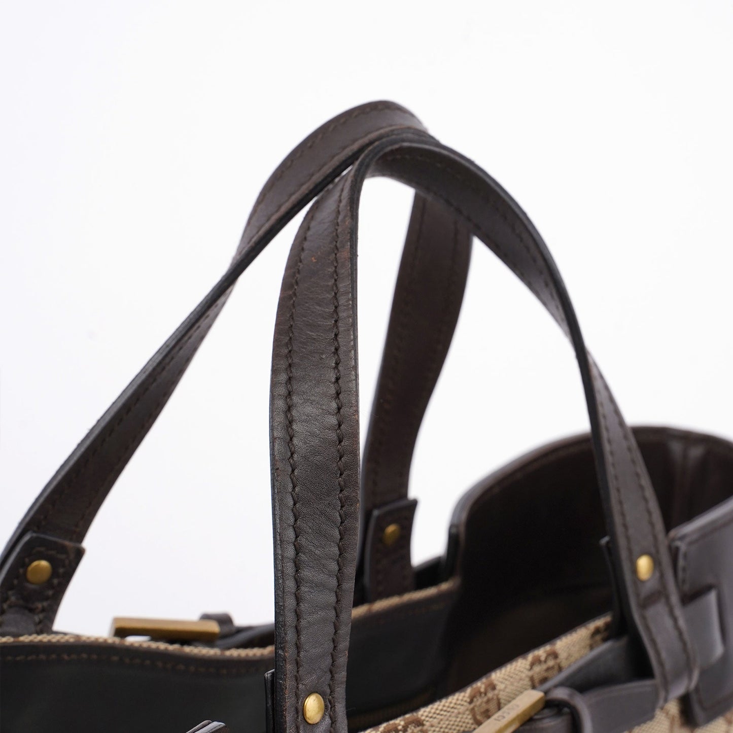 Beige Leather GG Large Tote